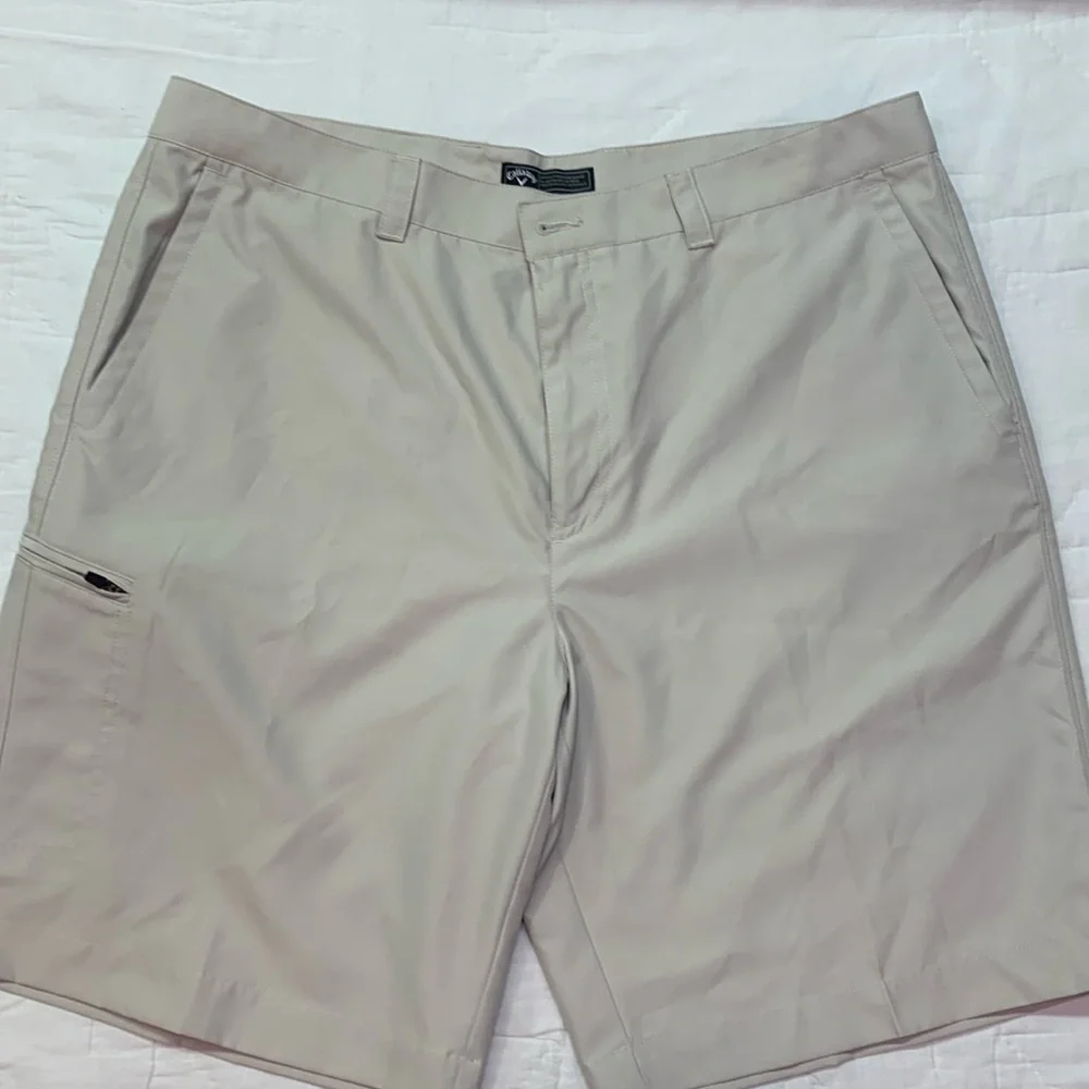 Callaway Men's Size 38 Beige Optimum Performance Flat Front Golf Shorts Tan